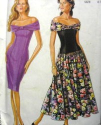 6491 OFF SHOULDER WIDE COLLAR STRT-FLARE DRESS 6-18